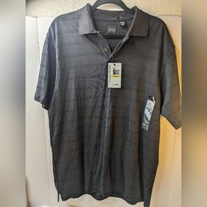 Arrow Men Black Grid Collar Buttons Cool Effects Cotton Polo Shirt Size Medium R